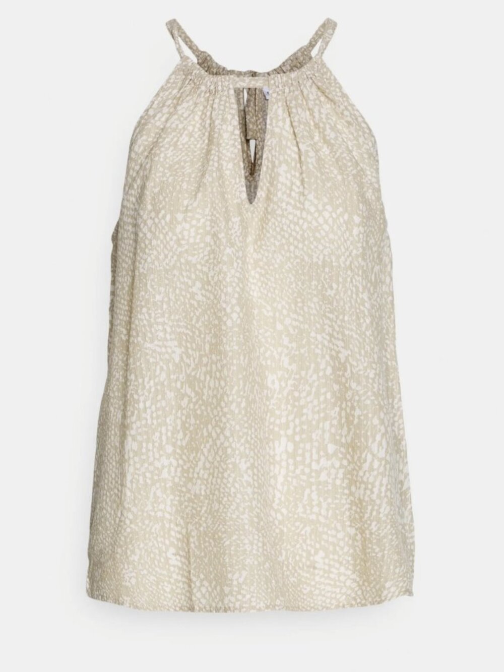GAP Tan and White Halter Tie-Neck Blouse